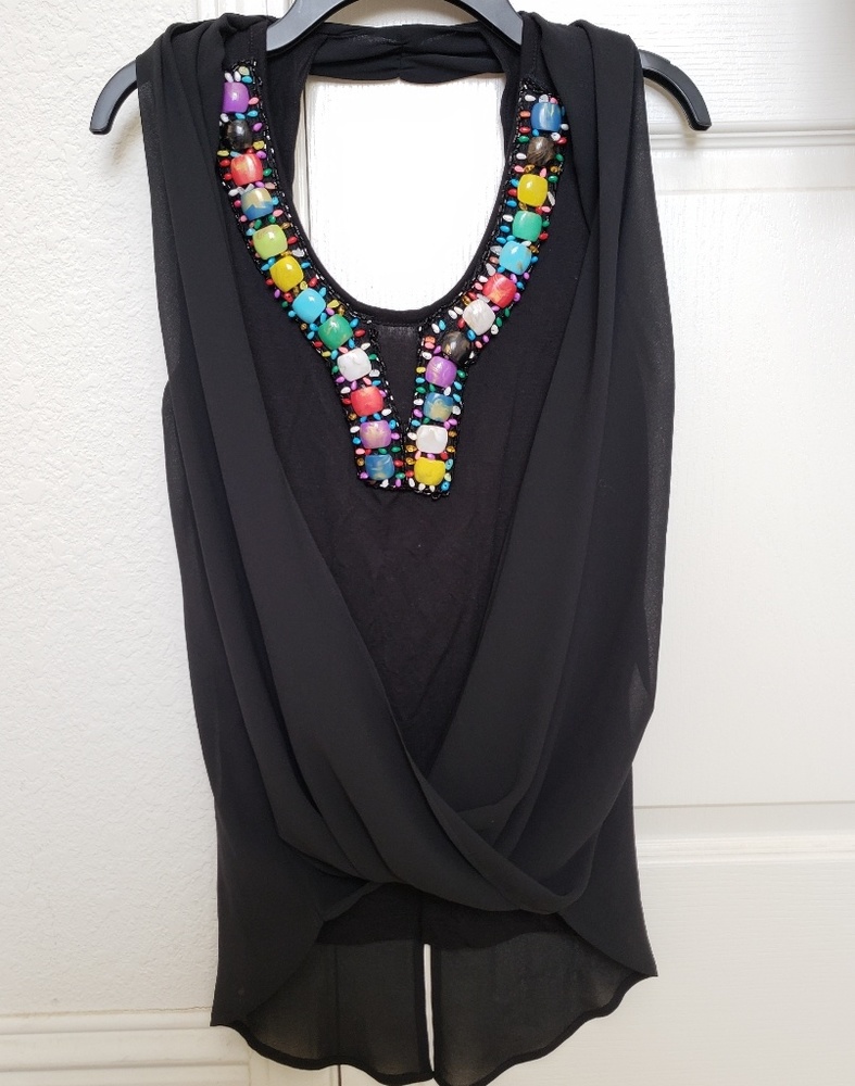XOXO Black/multicolored sleeveless top XS